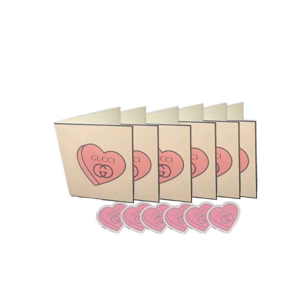 🌹Handmade Gucci pink heart Valentines Card Set of 6 + stickers/envelopes